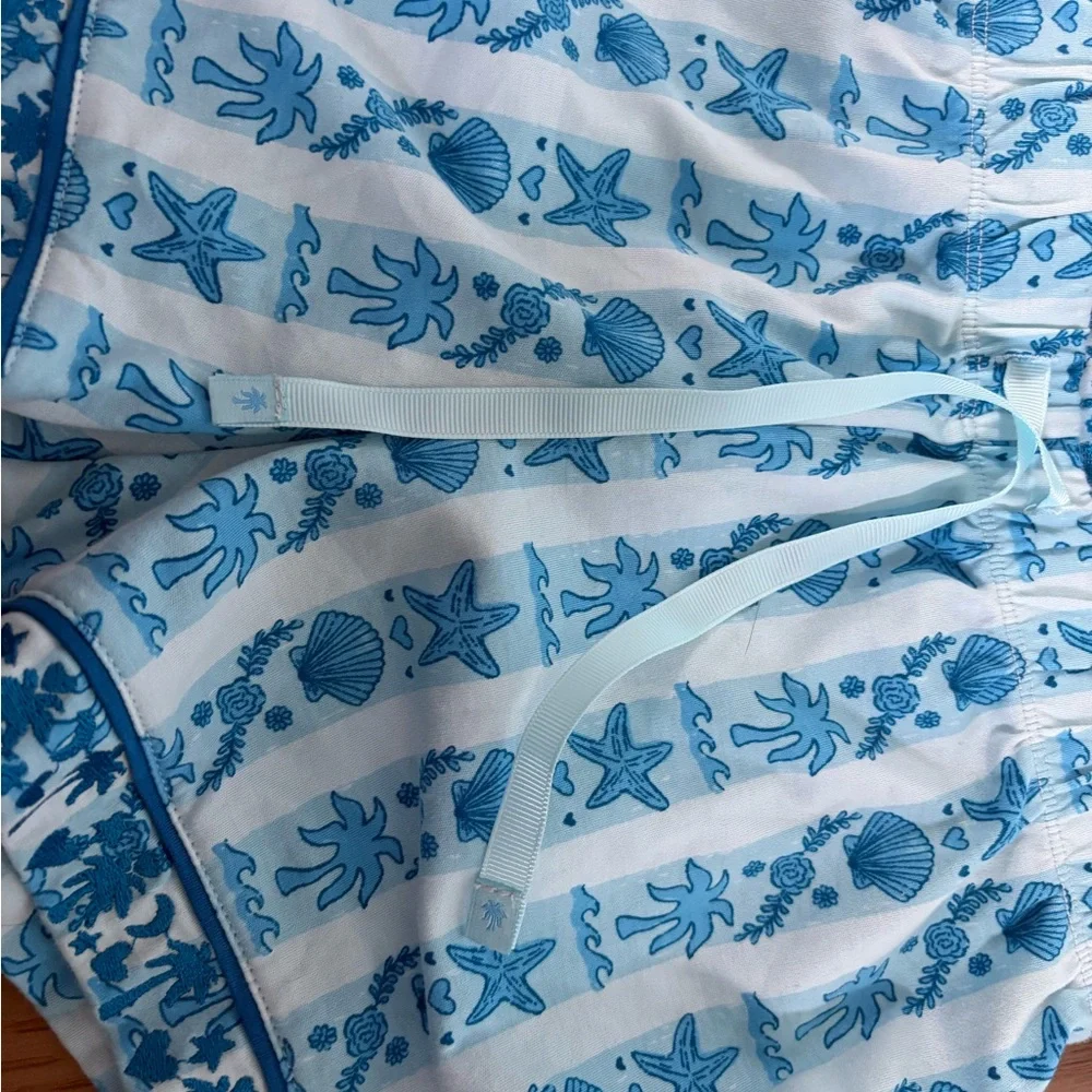 Pink Palm Puff Blue Printed Pajama Set - Picture 7 of 16